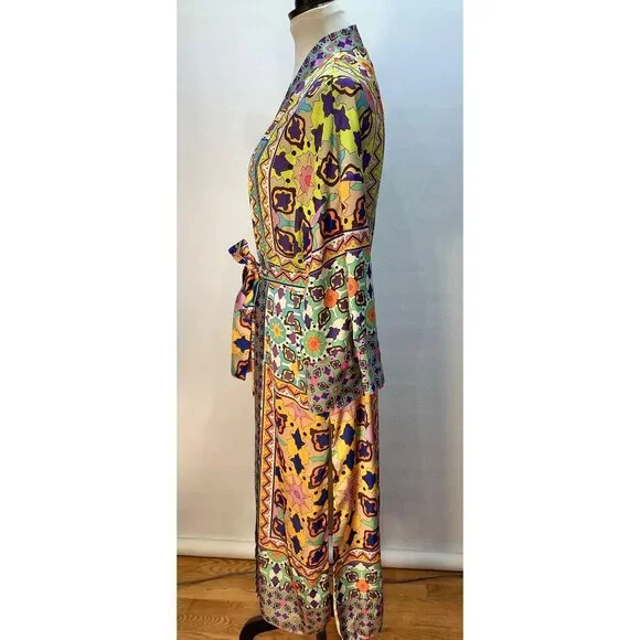 Zara Womens Size S Satin Colorful Long Kimono Robe Boho Festival - Picture 5 of 10